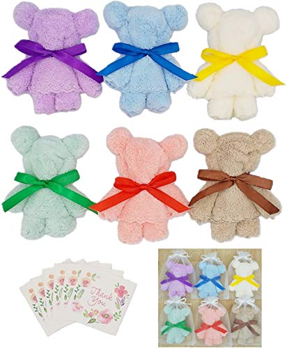 GoodKuru プチギフト ハンドタオル 手作り くま かわいい タオル ギフト お返し 粗品 (くま(6個))