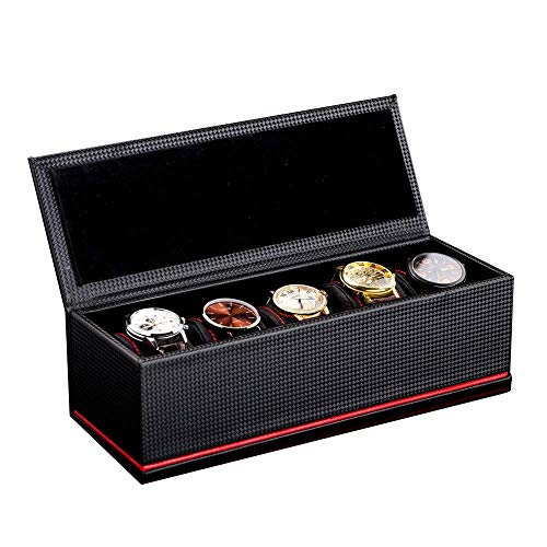 Preisvergleich Produktbild AJH Uhr Aufbewahrungsbox Kohlefaser Uhrenbox Aufbewahrung Schmuckschatulle Haushalt für Männer oder Frauen