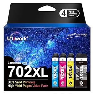 Uniwork 702XL 702 XL 702 XL 702 – Cartuchos de tinta remanufacturados, repuesto de alto rendimiento para impresora Epson 702XL 702 702 XL T702XL con Pro WF-3720 WF-3730 WF-3733 (negro cian magenta