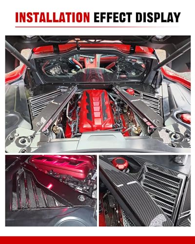 Image of Real Carbon Fiber Rear Engine Bay Panel Cover Rear Engine Covers Fit for 20+ Corvette C8 Engine Case Guards Protector Splash Shield