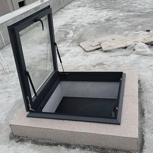 Ventana de techo de doble capa de vidrio templado con ventilación manual para ático/solárium, 95 x 95 cm, ideal para techos inclinados o planos