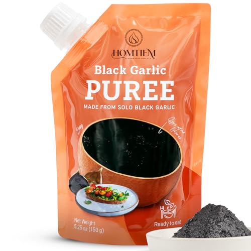 Image of Homtiem Black Garlic Puree 150g. (Made from Solo Black Garlic 100%), Whole Black Garlic Fermented for 90 Days, Non-GMOs, High in Antioxidants, Ready to Eat for Snack Healthy, Healthy Recipes.