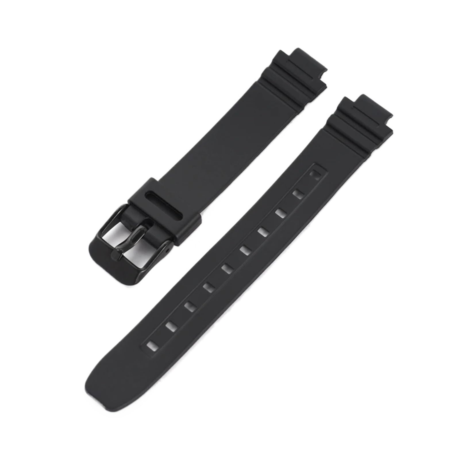 Bracelet de montre Casio LA-20WH en résine TPU noire for femme, étanche, silicone, acier inoxydable, boucle ardillon, 10 mm
