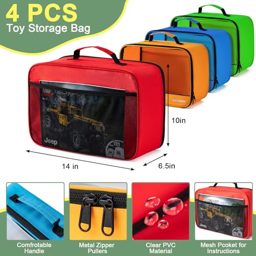 Image of 4 PCS Toys Storage Bag, Classic Bricks Building Set Storage Bag, Travel Case for Building Toys, Puzzles,X Large Size