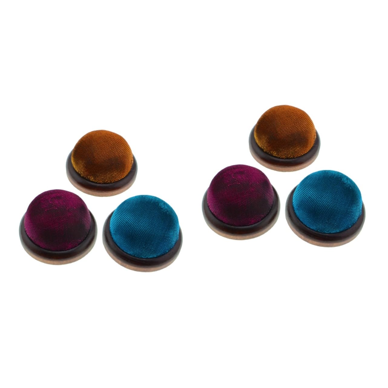 ARTIBETTER 2sets 3pcs Glitter Needle Cushion with Wooden Base Stylish Pin Holder for DIY Handcraft Sewing Projects Red Blue for Organizing Needles and Pins 3pcs*2