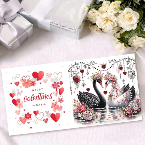 Awesocrafts 6pcs Swan Love DIY Diamond Painting Kits, 5D Art Cards with Envelopes, Xmas 30 * 15cm, 15cm x 15cm - Image 4