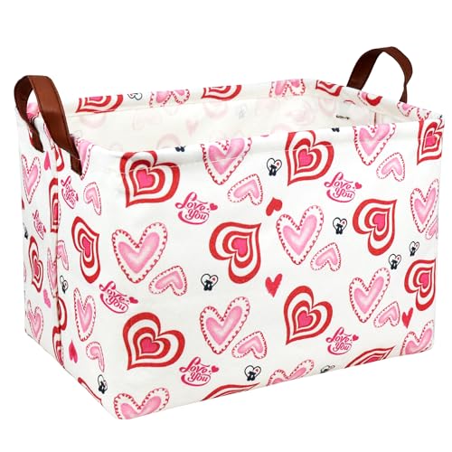 Image of Valentine's Day Basket Gift for Empty Cute Heart Large Storage Bin for Kid and Baby Room Decor (Love you heart)