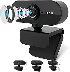 Webcam Prime Full HD 1080p com Microfone, USB Plug & Play, Foco Automático – Para PC, Notebook, Zoom, Teams, Meet Skype YouTube Discord e Mais – Ideal para Home Office Reuniões e Videochamadas