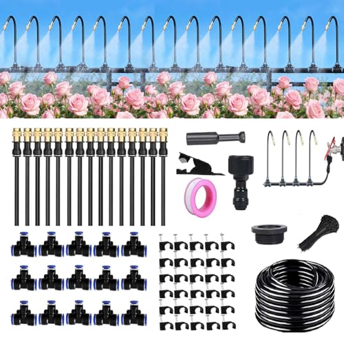 15M Automatisches Bewässerungssystem Garten 360 °, Automatische Bewässerung mit 15 Stück Einstellbare Düse, für Outdoor Balkon Gewächshaus Hochbeet Topfpflanzen Pflanzen