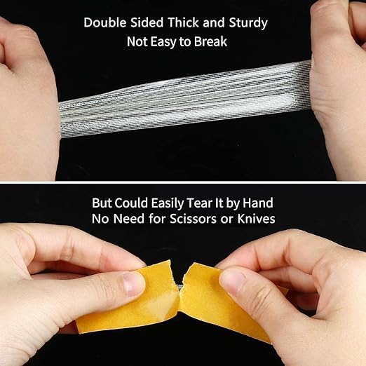 Image of Double Sided 5CM x 10M Long Super Strong Sticky Carpet Tape, Non-Slip Waterproof Removable Mesh Grid Tape for Hardwood Floors, Mats, Wall Hanging & Paste Decoration (10M)