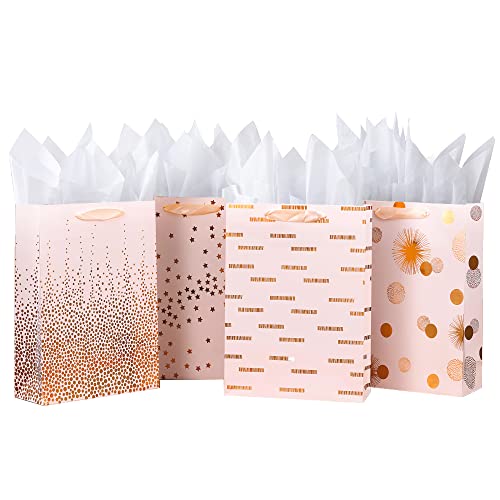 OfficeCastle 4 Pack Extra Large Gold Gift Bags