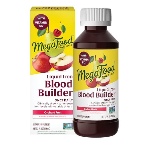 MegaFood Blood Builder Liquid Iron Supplement Iron Bisglycinate 7.7 Fl Oz