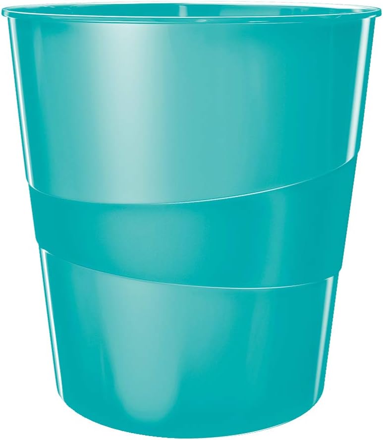 Leitz 15 Litre Waste Bin, Plastic, Wow Range, Metallic Ice Blue
