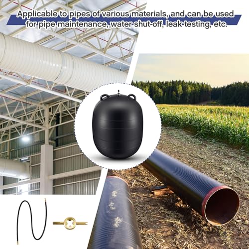 Image of Glooglitter 12 Inch Inflatable Pipe Plug Sewer Test Plug Rubber Plumbing Test Balloon Ball for Sewage Pipeline Inspection (with 39.37 Rubber Extension Hose)