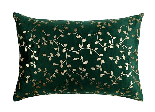 Image of RD TREND Velvet Rectangular 12x18 Inches Cushion Covers Set of 2 | Throw Pillow Covers for Sofa, Bed & Living Room | Perfect for Home Decor Dark Green