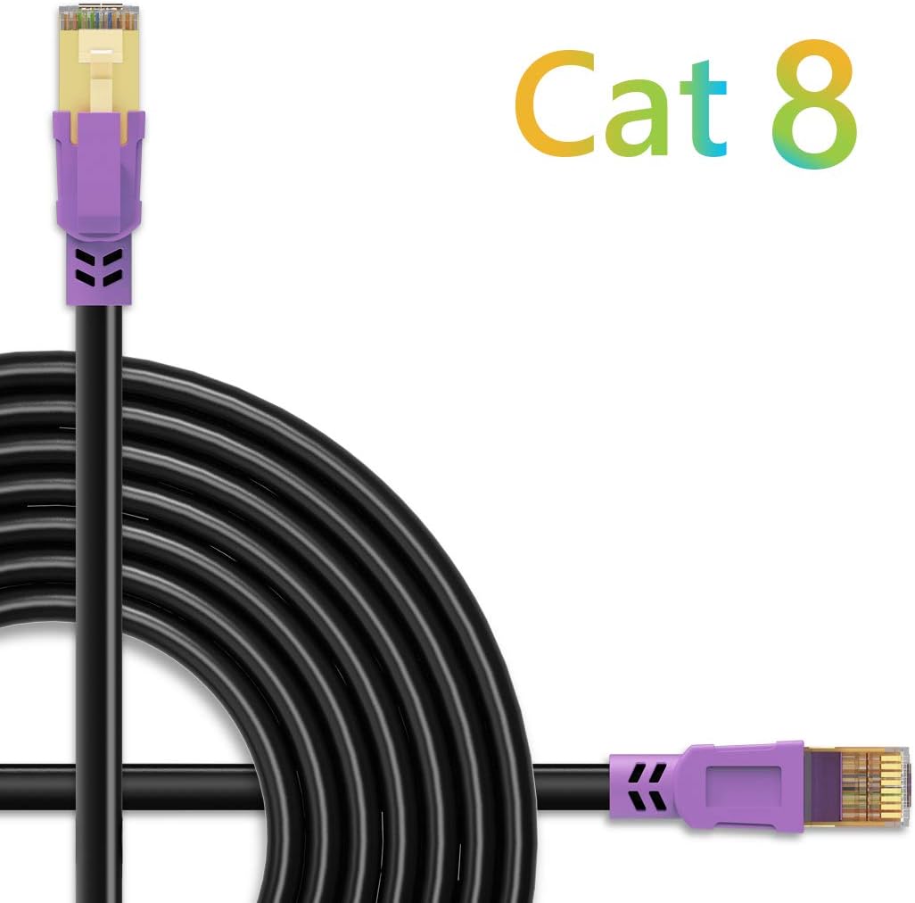 🛒 Crаzу Dеаlѕ Cat 8 Ethernet Cable 50 ft, JewMod Ethernet Cable Cat8 Outdoor Indoor 26AWG Heavy-Duty Cat8 Waterproof Direct Burial Ethernet Cable 40Gbps 2000MHz LAN Network RJ45 Cable, for Router, Modem, PC, Gaming
