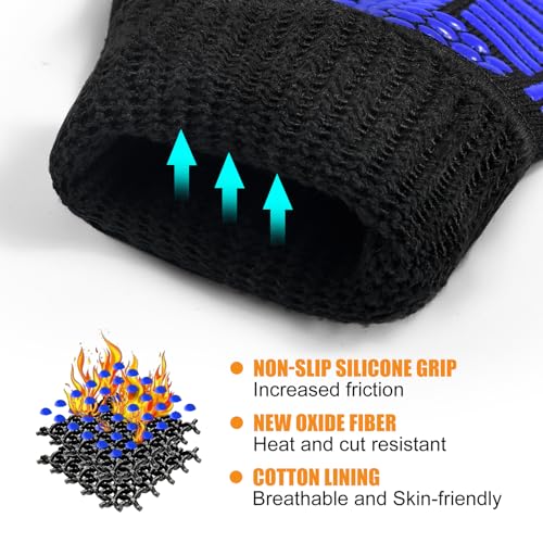 Image of BBQ Gloves, Oven Gloves, 1472F Extreme Heat Resistant Barbecue Gloves, Silicone Non-Slip Oven Mitts, Kitchen for Cooking, Grilling, and Baking