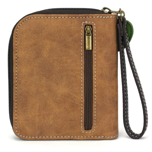 Image of CHALA Zip Around Wallet, Wristlet, 8 Credit Card Slots, Sturdy Pu Leather - Black Bear - brown