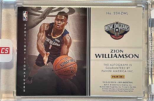Miniatura 2 de 2019-20 Panini NOIR ZION WILLIAMSON Rookie Basketball Card - AUTHENTIC On Card Autograph SPOTLIGHT SIGNATURES Serial# 76/125 - New Orleans Pelicans