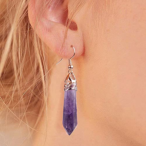 Real Natural Quartz Stone Healing Point Crystal Chakra Dangle Earrings Valentine's day Mother's day Gift2