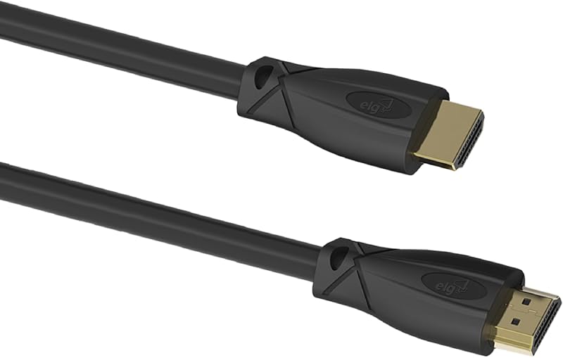 ELG HDMI 2.0 Cable 10ft, 4K@60Hz 18Gbps, HDR, ARC, 3D, Ethernet, 24K Gold Connectors, Triple Shielding, OFC Copper, TV/PS4/PS5/Xbox/Monitor, Black