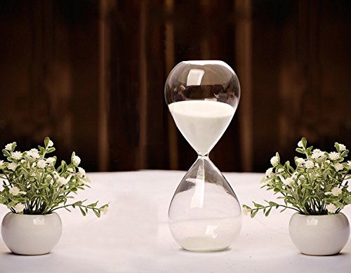 Graces Dawn Transparent Glass Hourglass Sand Timer 60 Minutes With (White) #TOP4