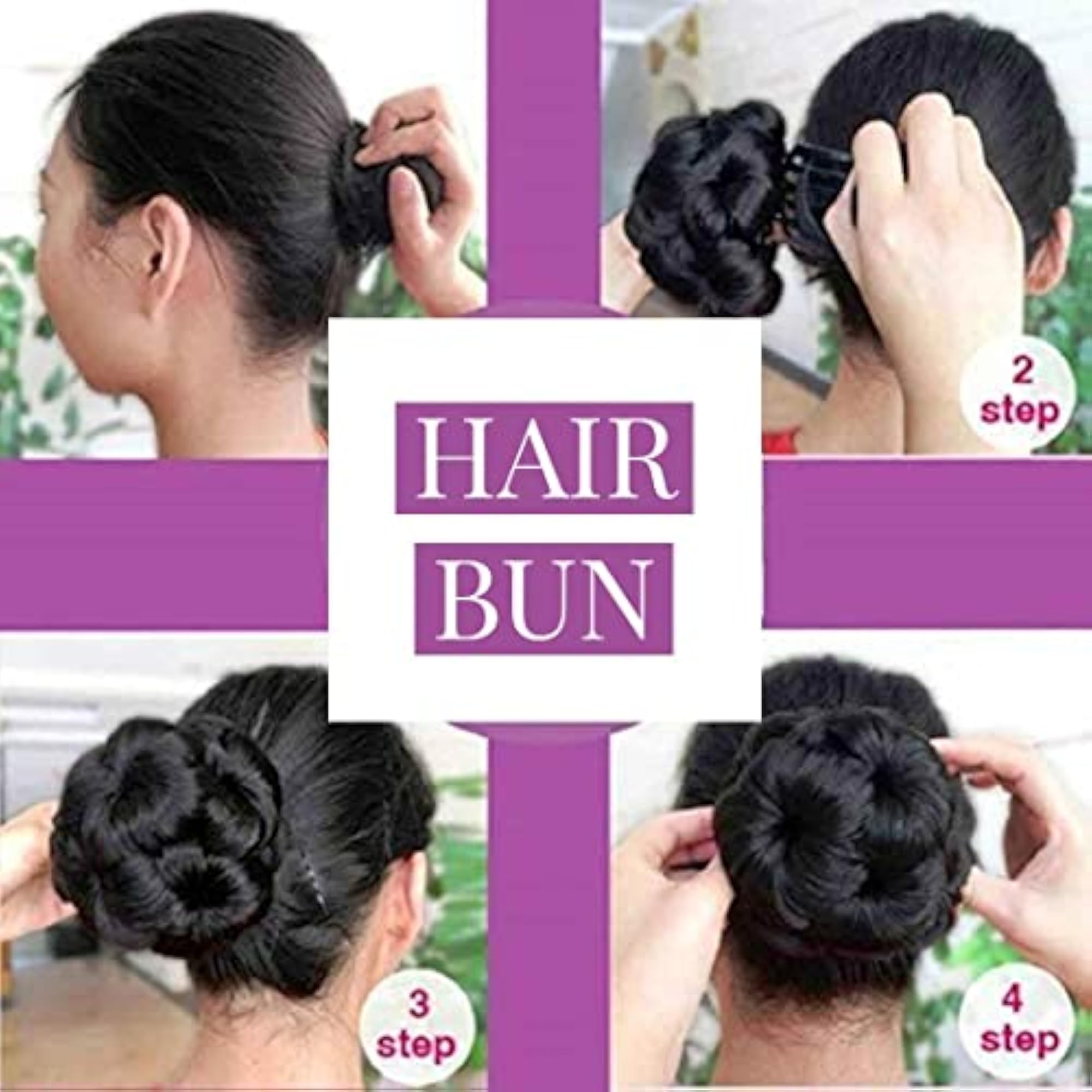 Women's Black Color Hair Bun with Clutcher Design