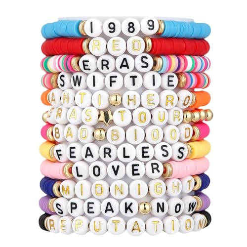 BRITECO 12PCS TS Inspired Friendship Bracelets - Trendy Adjustable Bracelets for Girls Stylish & Durable Wristbands for Everyday Wear