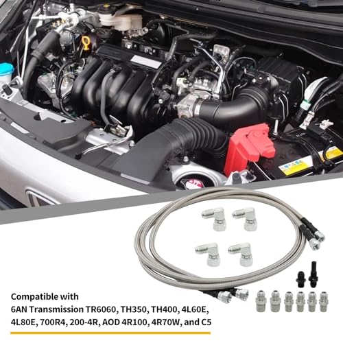 Aspaton 6AN 70\" Transmission Cooler Lines Kit Compatible with Transmission TR6060 C5 C6 AOD 4L80E TH350 TH400 4L60E 700R4 200-4R