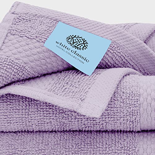 White Classic Luxury Lavender Bath Towel Set - Combed Cotton Hotel Quality Absorbent 8 Piece Towels | 2 Bath Towels | 2 Hand Towels | 4 Washcloths [Worth $72.95] 8 Pack | Lavender #TOP4