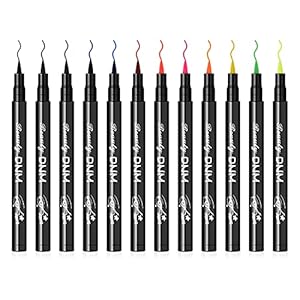 Ownest 12 Colors Liquid Eyeliner Set, Matte Liquid Eyeliner Colorful Eye Liner Pen Neon Eyeliner Makeup,Waterproof Smudge-Proof Smooth Eyeliner Pen