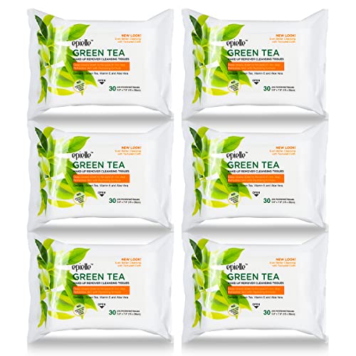 Epielle 437-431 6PK New Makeup Remover Cleansing Wipes Tissue - Cucumber 30 Count 6 Pack | Gentle For All Skin Types | Daily Facial Cleansing Towelettes | Removes Dirt, Oil, Makeup cover