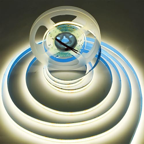 Image of SUYOOULIN LED Strip Lights, 16.4ft AC110-130V Dimmable 30000LM 1200 LEDs COB Light Strips Tape Ribbon Waterproof IP44, 2 Times Brightness Than 12V COB Strip Lights (Neutral White 4500K)
