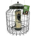 Large Heavy Duty Squirrel Proof Bird Feeder for Wild Seed Feed Mix Outdoor Garden use - Mocha Brown - with Strong Galvanised Metal Cage to Deter Squirrels & Large Birds
