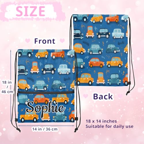 Cute Cartoon Car Custom Drawstring Backpack Waterproof Personalized Drawstring Bag for Men Women Gym Beach Travel Sport Sackpack2