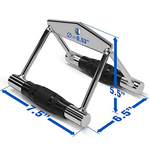 Image of Yes4All Seated Row D Handle Cable Attachment - D Grip / Row Handle for Cable Attachment (Chrome, Rubber)