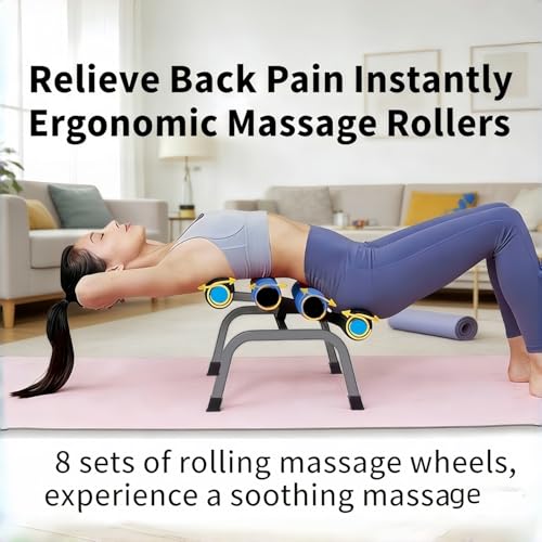 Compact Foldable Mini Inversion Table, 400LBS Heavy Duty Spinal Decompression Machine with 8 Massage Rollers, Safe Back Stretching Fitness Device for Household Workout