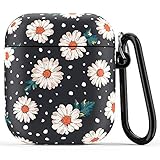 LUMARKE Airpod Case,Silicone Cover Cases for Airpods 1st/2nd with Cute Daisy Flowers Design for Girl