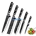 ZENG Juego de 5 Cuchillos de Cocina ,Santoku Cuchillos de Cocina Japoneses, Cuchillos de Damasco, Cuchillo de Verduras, Cuchillo Profesional versátil para casa y Restaurante