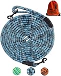Long Dog Leash Tie-Out Check Cord, 16FT/30FT/50FT/100FT Recall Dog Training Rope Leash, Heavy Duty Dog Lead for Large Medium Small Dogs Playing, Camping, or Backyard