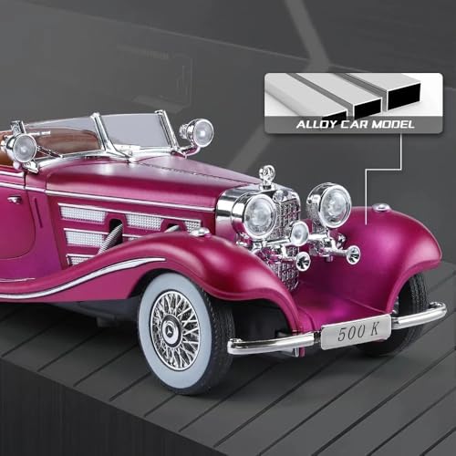 Image of 1:24 Vintage Toy Cars Diecast Metal Car Vintage Model Cars for Kids Light Sound Pull Back Openable Door Toy Car