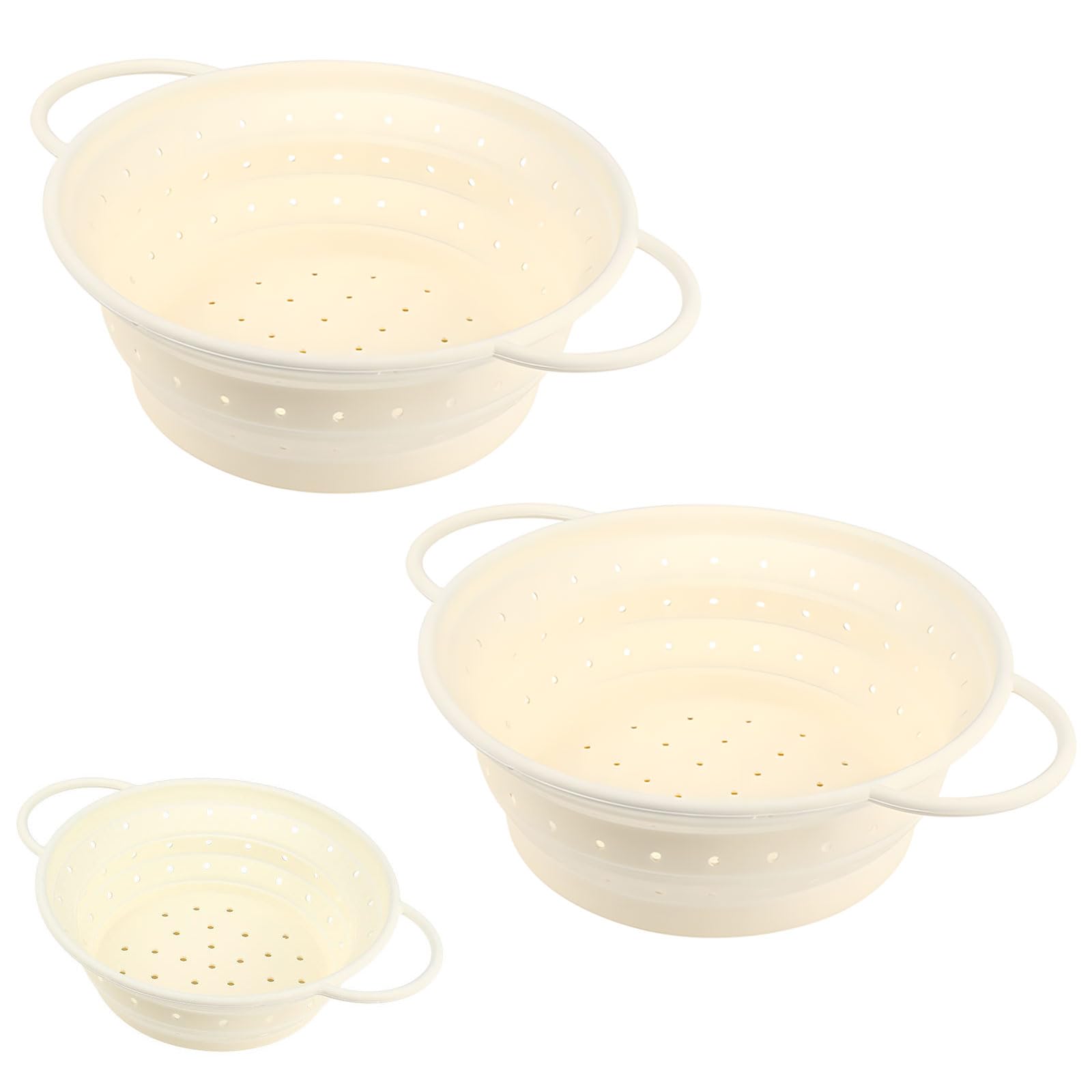 De 3 coladores plegables de silicona de calidad alimentaria, resistentes calor, seguros para uso en la cocina, para un fácil almacenamiento, colador para acampar