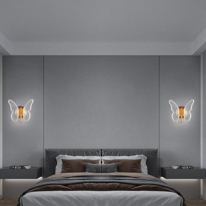 Image of blissbells Butterfly Designer LED Wall Light | Modern Decorative Wall Lamp with Warm White Glow | Luxury Gold Finish Wall Sconce for Bedroom, Living Room & Kids Room