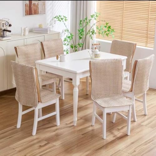 Image of HOMETHREADS Universal-Fit Cotton Fabric Chair Cover Comfortable Cushioned Seating Pad with Anti-Slip Back, Perfect for Kitchen,Dining Room (Beige Box, Pack of 4)
