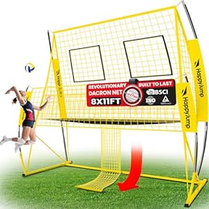 Happy Jump 8×11 FT Professional Adjustable Volleyball Training Equipment, 3 Height Levels (6.5–8 FT), 2026 Reinforced for Tear & Impact Resistance, Includes Volleyball for Indoor/Outdoor Training