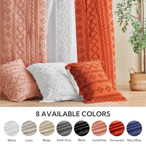 Image of MR&HM King Size Comforter Set Terracotta, 7 Pieces Tufted Boho Beddding Sets, Farmhouse Style Bed in a Bag with 1 Comforter, 2 Pillow Shams, 2 Pillowcases, 1 Flat Sheet, 1 Fitted Sheet