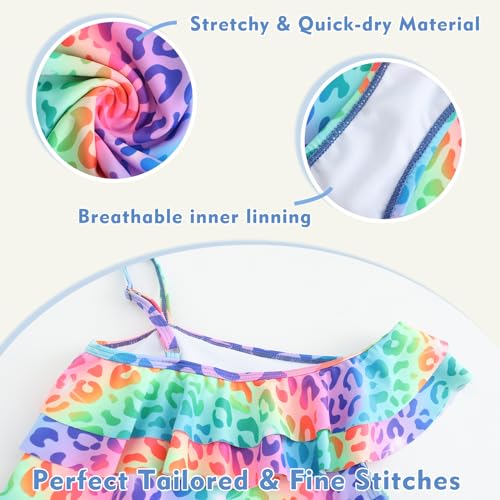 Image of Girls One Piece Swimsuits Hawaiian Ruffle Swimwear Kids Summer Bathing Suit 3-14 Years