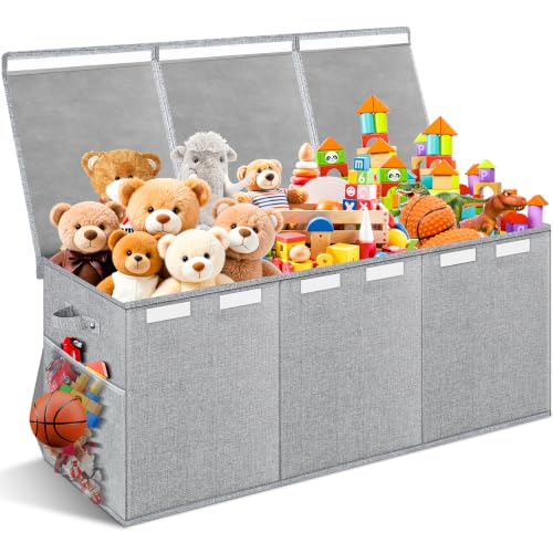 Image of Extra Large Toy Box with Lids, Collapsible Storage Bin, 38 inchx16 inchx14 inch,Gray