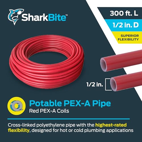 Image of SharkBite 1 /2 Inch x 300 Feet Red PEX-A, Made in the USA, Flexible Water Pipe Tubing for Plumbing, UA60R300