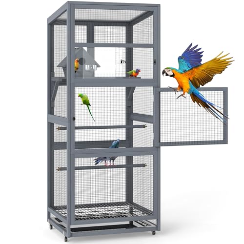 Coziwow 68" H Large Wood Bird Cage on Wheels, Outdoor
